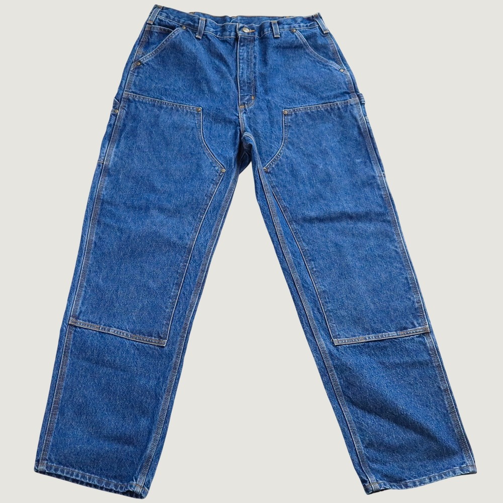 Vintage Carhartt B73 DST Double Knee Denim Work Pants Jeans 36x34 Made In Mexico